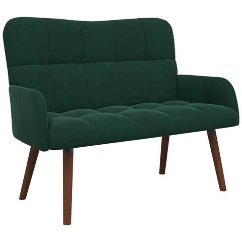 Sofa a Due Posti Verde Scuro 115 x 61 x 87 cm Velluto - Foto 1