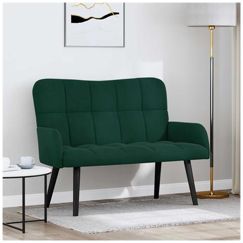 Sofa a Due Posti Verde Scuro 115 x 61 x 87 cm Velluto - Foto 2