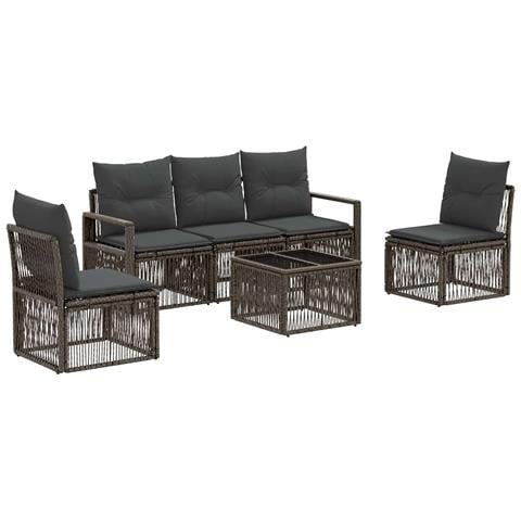 Set Divano da Giardino 6 pcs Grigio polyrattan - Foto 1