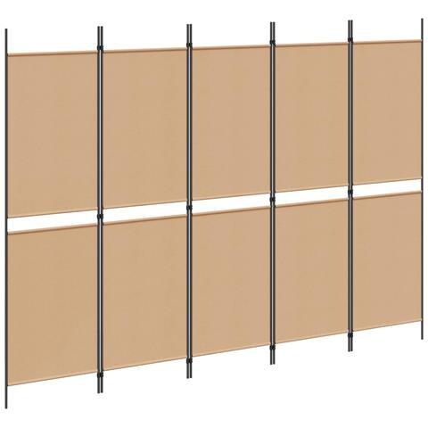 Paravento a 5 Pannelli Beige 250 x 180 cm Tessuto - Foto 1