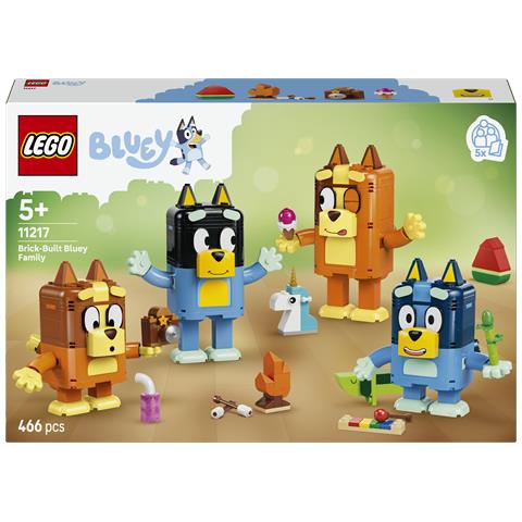 Bluey 11217 Famiglia Bluey in Mattoncini, Giochi Didattici con 4 Personaggi e Accessori, Regalo di Compleanno Bambini 5+ - Foto 1