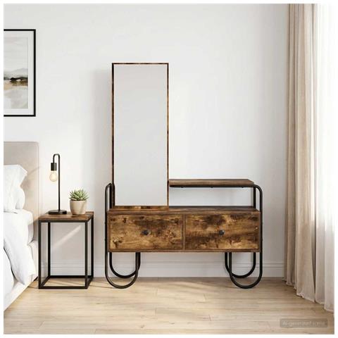 Tavolo da Trucco con cassetto Rovere Fumo Legno ingegnerizzato - Foto 2