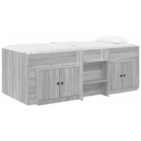 Struttura Letto Loft con Mobile con porta 3 pz Sonoma grigio - Foto 1