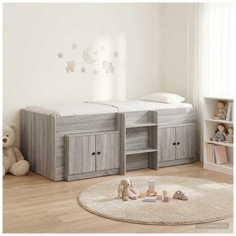Struttura Letto Loft con Mobile con porta 3 pz Sonoma grigio - Foto 2