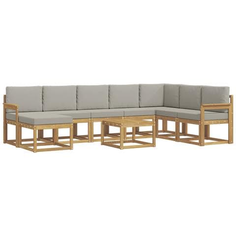 Set di divani da esterno 9 pcs Bianco e Grigio Chiaro - Foto 1
