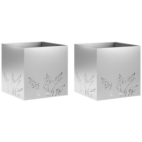 Vaso da giardino 2 pz Argento 50 x 50 x 49 cm Acciaio zincato - Foto 1
