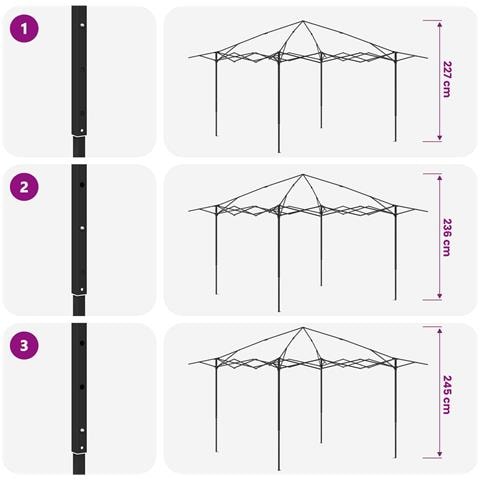 Gazebo senza Parete 2,6 x 2,6 m Grigio chiaro e Antracite - Foto 9