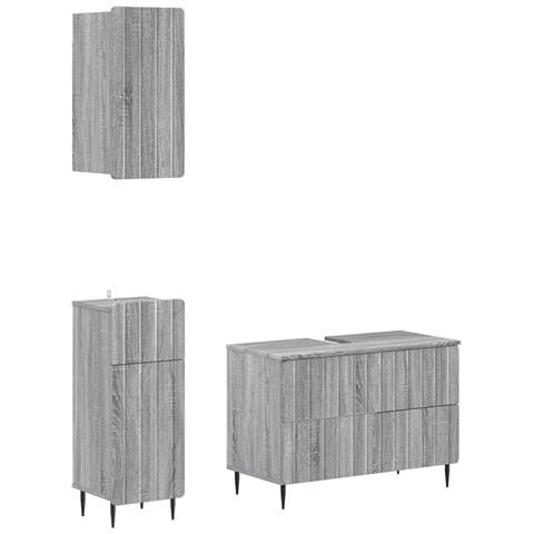 Set di armadietti da bagno in 3 pezzi ZWOLLE Sonoma grigio - Foto 1