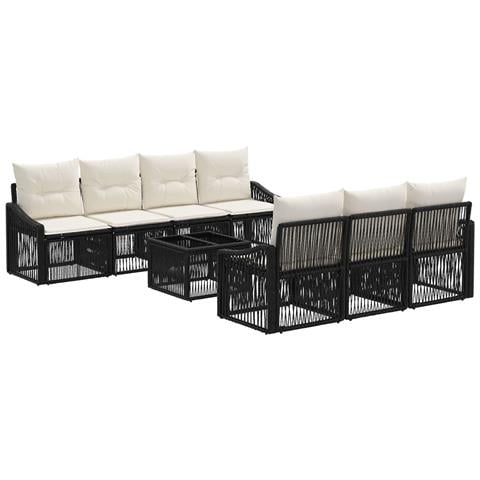 Set Divano da Giardino 8 pz Nero polyrattan - Foto 1