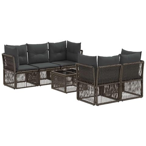 Set Divano da Giardino 6 pz Grigio polyrattan - Foto 1
