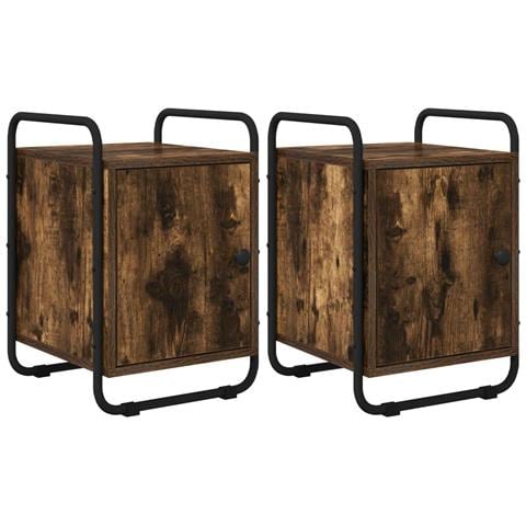 Armadio da Notte 2 pz Rovere Fumo Legno ingegnerizzato - Foto 1