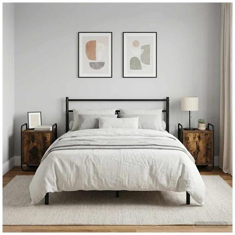 Armadio da Notte 2 pz Rovere Fumo Legno ingegnerizzato - Foto 2