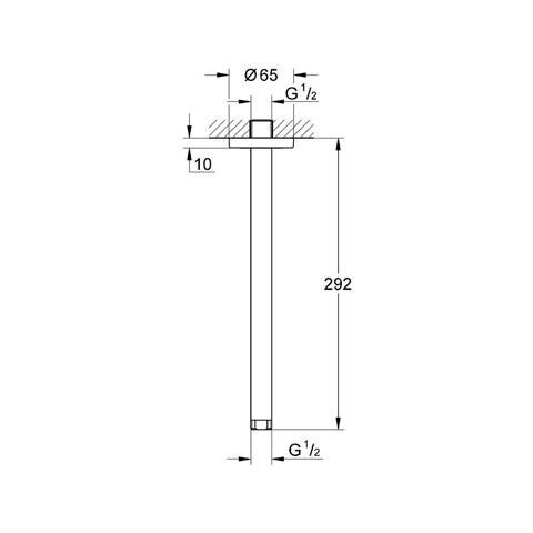 Braccio A Soffitto Per Soffione Doccia, Lunghezza 292mm - Foto 3