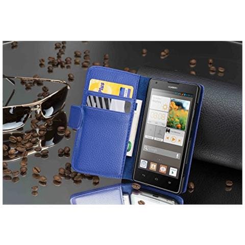 Custodia Compatibile Con Huawei Ascend G700 In Blu Reale - Coperchio Protettivo In Ecopelle Testurizzata E Tasca Per Carte Di Credito - Foto 4