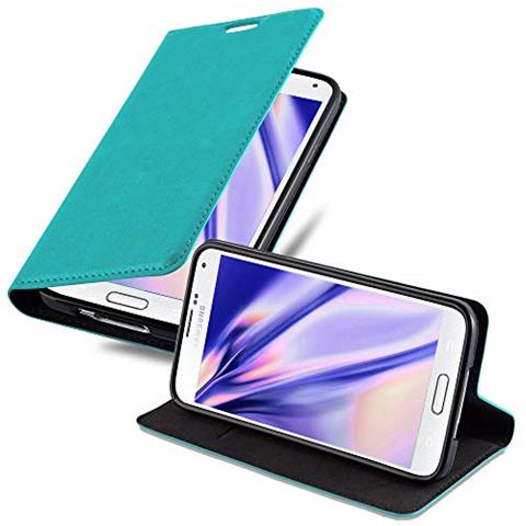 Custodia Compatibile Con Samsung Galaxy S5 Mini / S5 Mini Duos In Turchese Petrolio - Coperchio Protettiva Con Chiusura Magnetica, Funzione Stand E Tasca Per Le Carte - Foto 1
