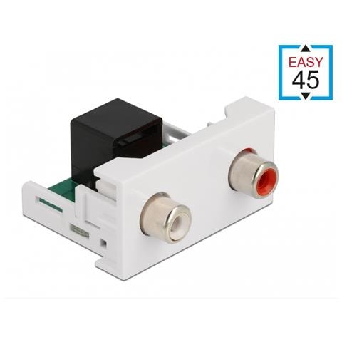 Modulo Easy 2 x 45 RCA femmina per porta RJ45 femmina 22,5 x 45 mm - Foto 1