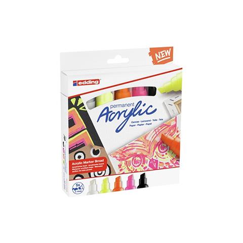 5000 Acrylic Marker Broad marcatore permanente Punta smussata Nero, Arancione, Rosa, Bianco, Giallo 5 pz - Foto 1