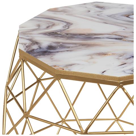 Tavolino Effetto Marmo E Oro 34 Cm Halsey - Foto 2