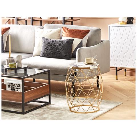 Tavolino Effetto Marmo E Oro 34 Cm Halsey - Foto 1