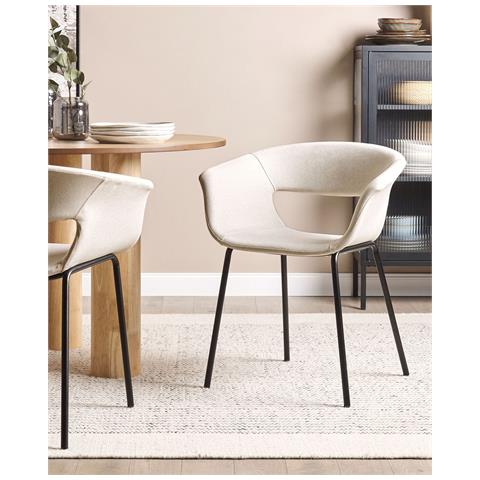 Set Di 2 Sedie Da Pranzo Tessuto Beige Elma - Foto 1