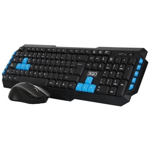COMBODRILEW2 tastiera Mouse incluso RF Wireless QWERTY Spagnolo Nero, Blu - Foto 1