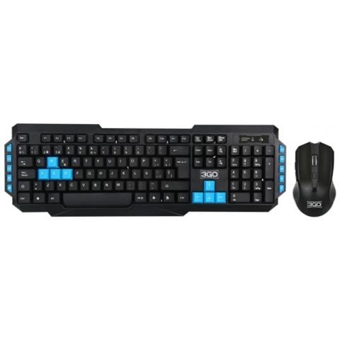 COMBODRILEW2 tastiera Mouse incluso RF Wireless QWERTY Spagnolo Nero, Blu - Foto 2