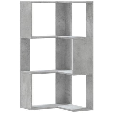 Libreria Angolare 3 Ripiani Grigio Cemento 50x50x102 Cm Legno - Foto 2