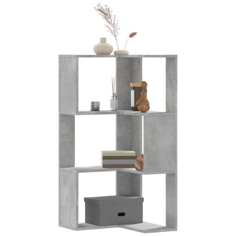 Libreria Angolare 3 Ripiani Grigio Cemento 50x50x102 Cm Legno - Foto 1