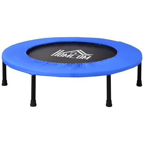 Trampolino Elastico Per Allenamento Con 30 Molle, In Acciaio, Plastica E Pp, Ø91x22.5 Cm, Nero E Blu - Foto 1
