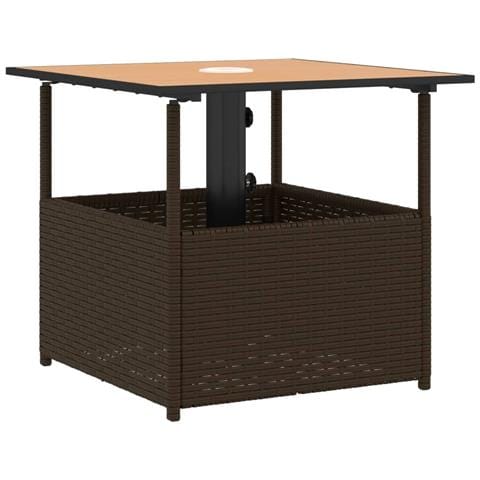 Tavolo Giardino Foro Ombrellone Marrone 55x55x46,5cm Polyrattan - Foto 2