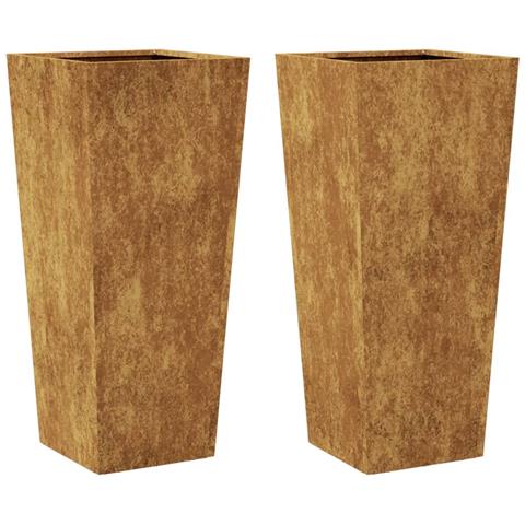 Fioriere Da Giardino 2 Pz 35x35x75 Cm In Acciaio Corten - Foto 1