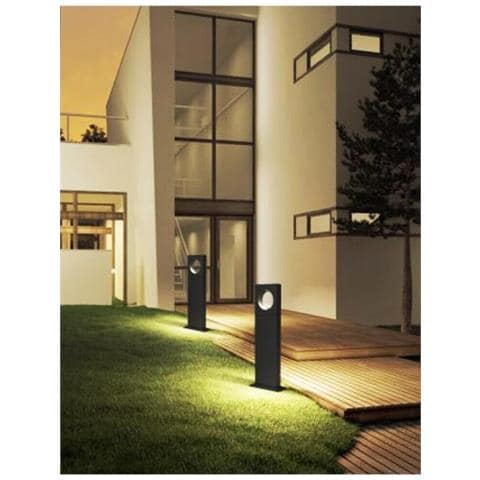 Lampione Da Terra Giardino Lampada Led Luce Calda 12 W Lampioncino Nero Moderno - Foto 1
