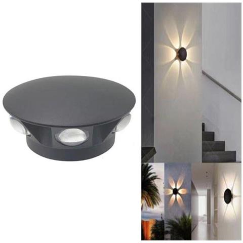 Applique Led 6 Cob Lampada Parete Rotondo 18w Nero Freddo 6500k Esterno Fd-20* - Foto 1