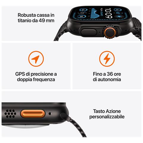 Apple Watch Ultra 2 GPS + Cellular 49mm Cassa Titanio Nero con Nero Ocean Band - Foto 2