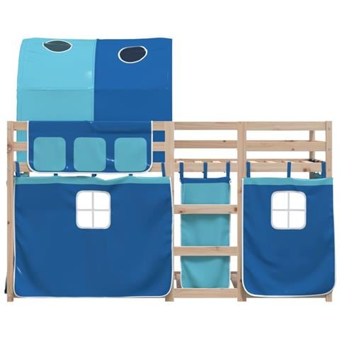 Letto a Castello senza Materasso Blu 90x190cm Massello Pino - Foto 2