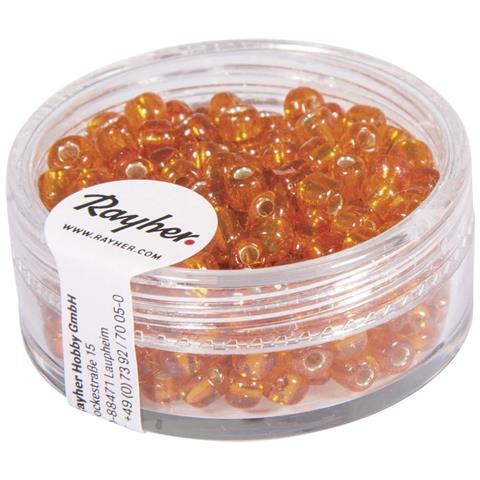 Rayher - 17 Grammi - Perline In Vetro Rotonde Con Foro Argentato Ø4mm - Colore Arancione - Foto 1