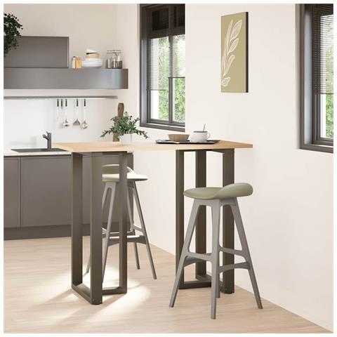 Gambe Tavolo Bar A T 2 Pz Naturale 60x35x(111-112) Cm Acciaio - Foto 2