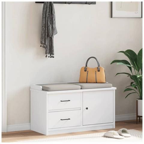 Panca Da Corridoio Sandnes Bianca 87x40x50 Cm In Legno Di Pino - Foto 3