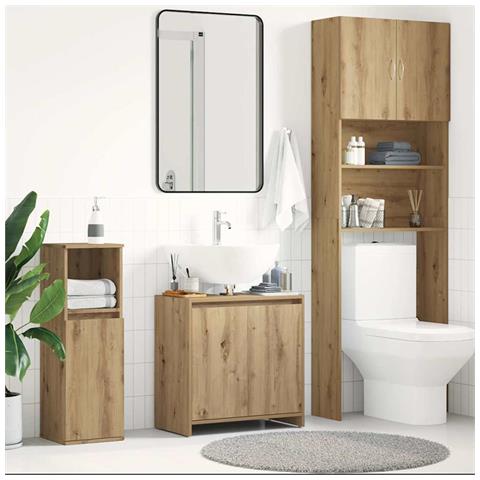 Mobile Lavabo Bagno Rovere Artigianale Legno Multistrato - Foto 3