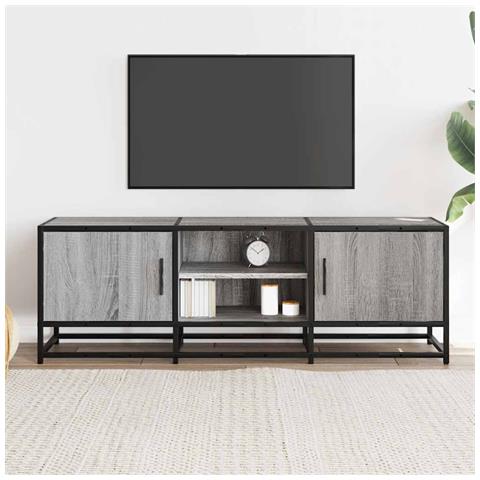 Mobile Tv Grigio Sonoma 120x35x41cm Legno Multistrato E Metallo - Foto 3