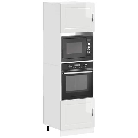 Armadi Forno 2 Pz Porto Bianchi Lucido In Legno Multistrato - Foto 1