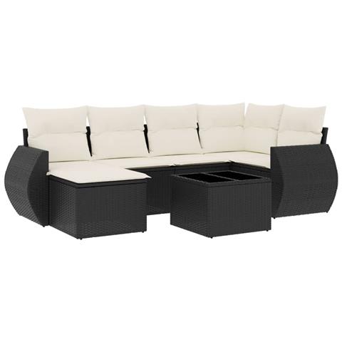 Set Divani Da Giardino Con Cuscini 7pz Nero Polyrattan - Foto 2