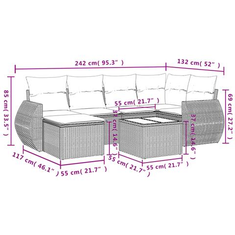 Set Divani Da Giardino Con Cuscini 7pz Nero Polyrattan - Foto 3