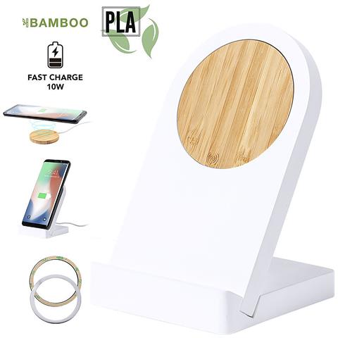 Supporto Caricabatterie Wireless Nature Bamboo 10w. Magnetico 7,7x12x7,9 Cm. Colore Bianco - Foto 2
