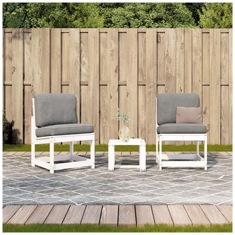 Lusso Casadino - Set Salotto Da Giardino 3 Pz Bianco In Legno Massello Di Pino - Foto 2