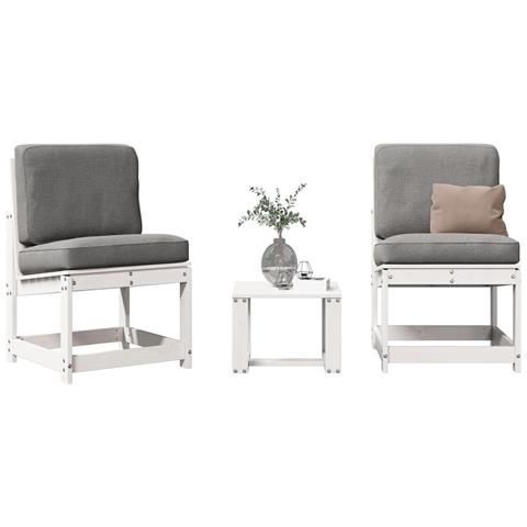 Lusso Casadino - Set Salotto Da Giardino 3 Pz Bianco In Legno Massello Di Pino - Foto 8