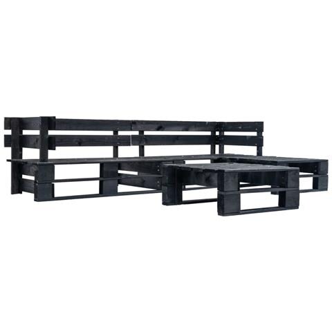 Divani Da Giardino Su Pallet 4 Pz Neri In Legno - Foto 2