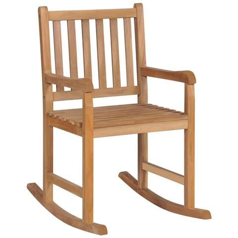 Sedia A Dondolo Con Cuscino Crema In Legno Di Teak - Foto 1