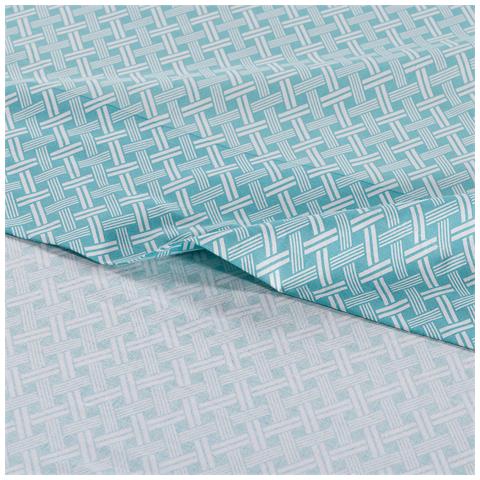 Completo Lenzuola Millerighe In Cotone Colore Turchese Misura Singolo - Foto 5