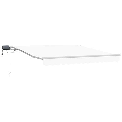Tenda Retrattile Manuale con LED Bianca 350x250 cm, Tessuto di Ricambio per Tenda  3,5x2,5 m Bianco - Foto 1